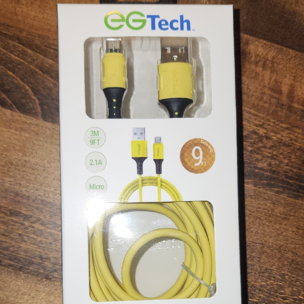 Yellow Micro USB Cable 9ft